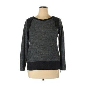 SOLOW Color Block Gray Black Trim Sweater